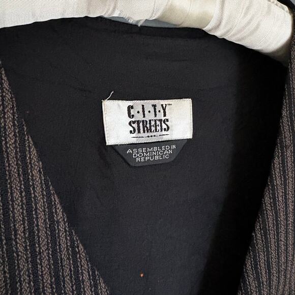 Vintage CITY STREETS Women's M/L Black Pinstripe Vest Retro Cotton Blend Boho - Picture 3 of 7